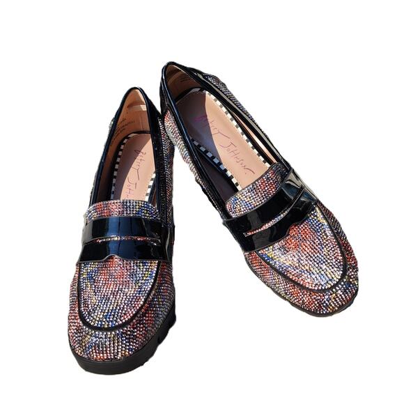 Betsey Johnson Adison Rhinestone Faux Patent Leather Loafers 7 - Picture 10 of 10